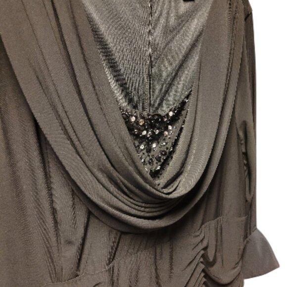 Jessica Howard Black Embellished Ruched Evening Dress Plus 24W EUC Lined 3X - Picture 4 of 14